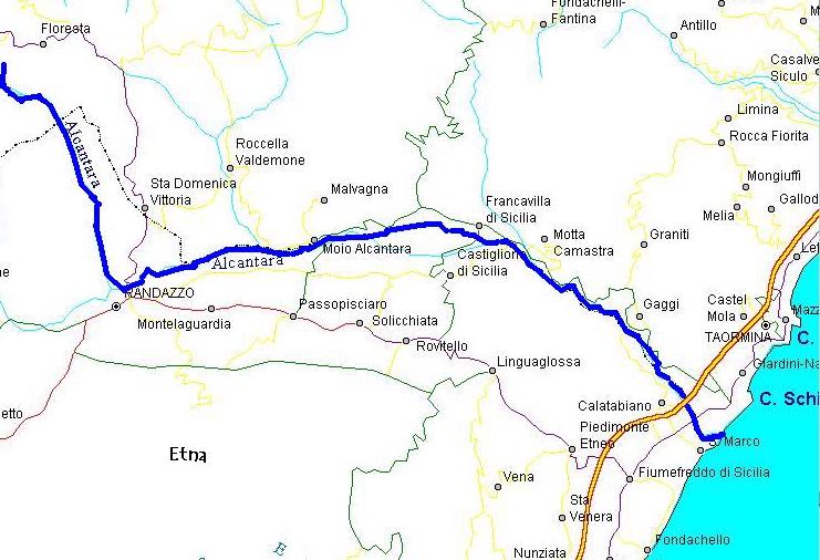 The path of the Alcantara River